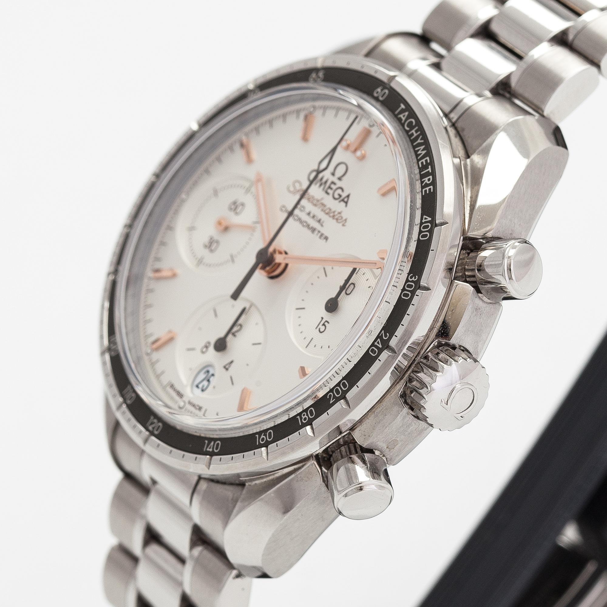 Omega, Speedmaster, co-axial, chronometer, wristwatch, 38 mm.