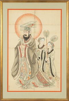 Gouache och tusch på papper, Kina, 1900-tal.