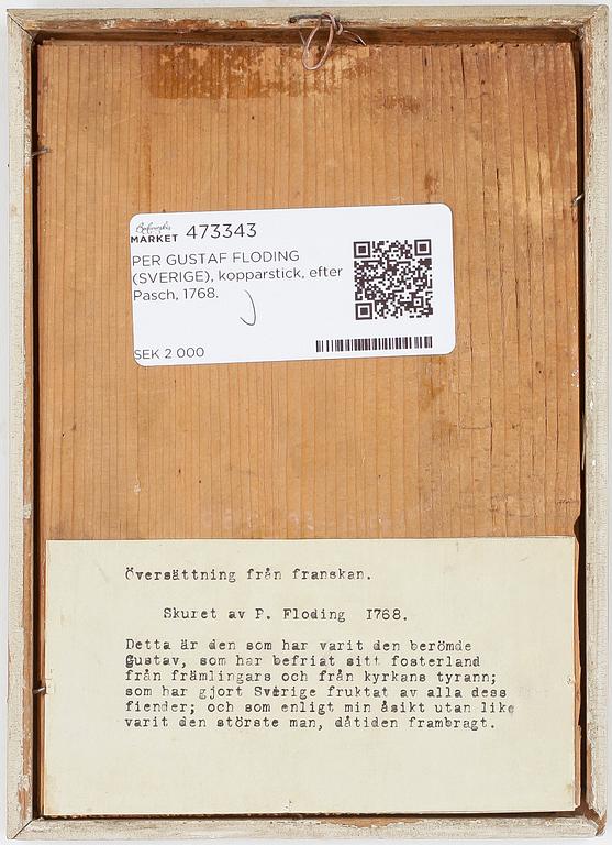 PER GUSTAF FLODING, kopparstick, efter Pasch, 1768.