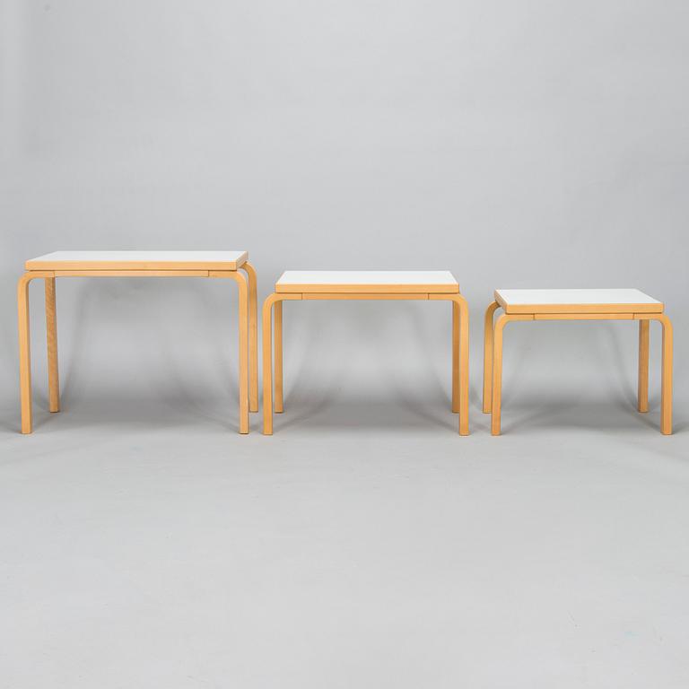 Alvar Aalto A late 20th century 3-piece nesting table, '88 ABC for Artek,