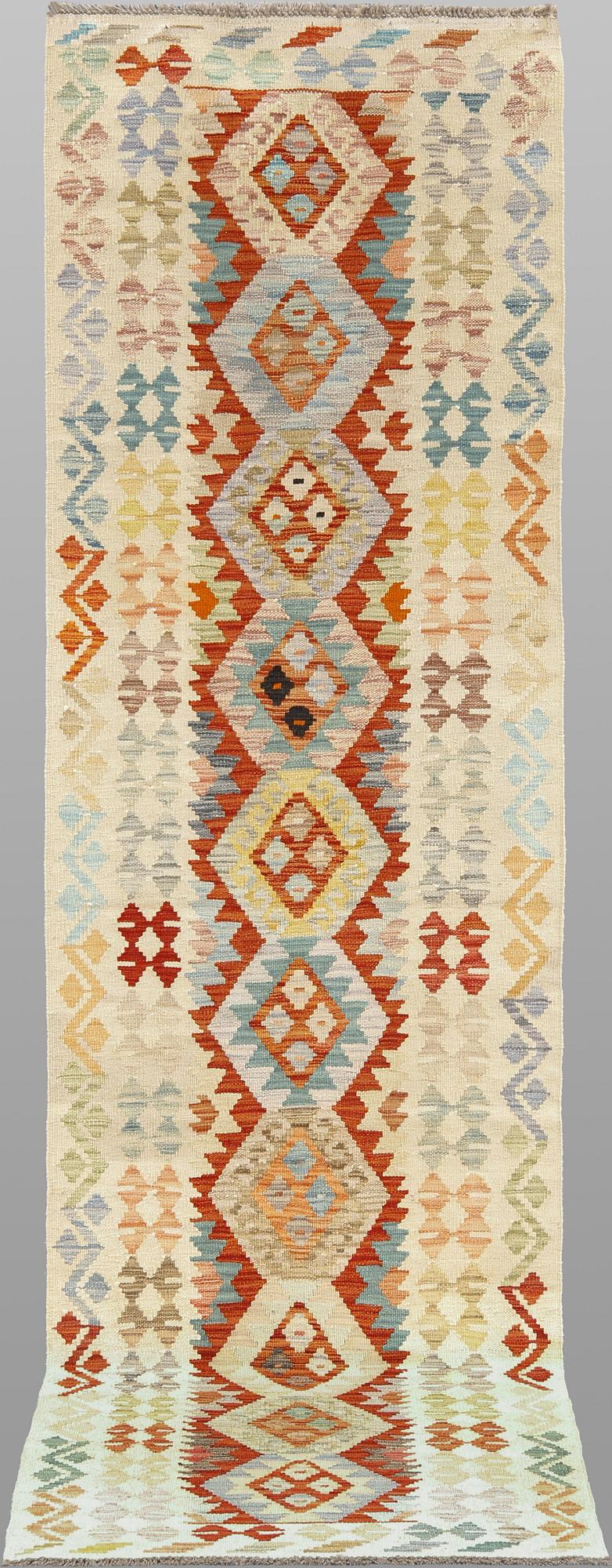 Gallerimatta, Kelim, ca 303 x 84 cm.
