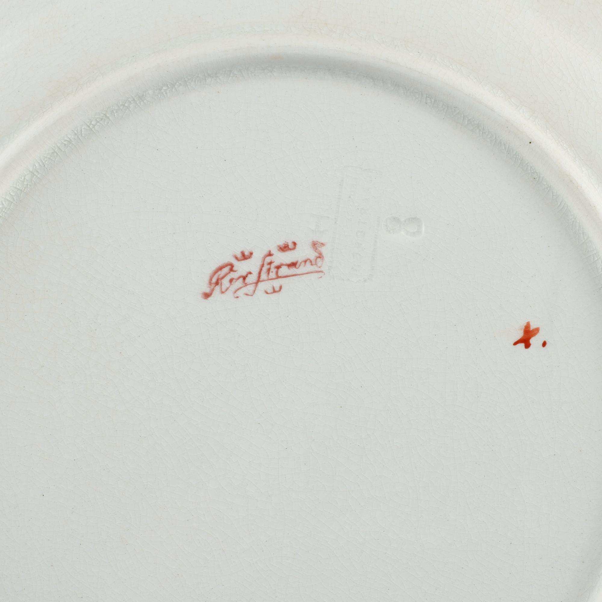 KRÄFTTALLRIKAR, 12 st, flintgods, Rörstrand, 1900-talets första hälft.