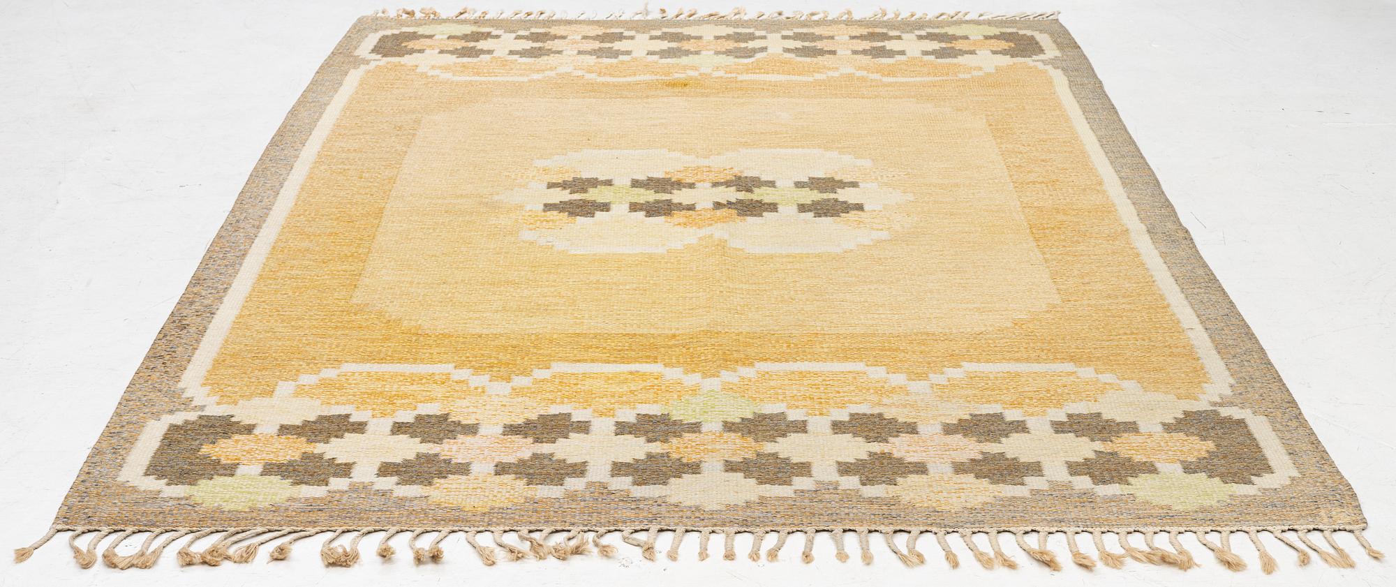 Ingegerd Silow, a flat weave rug, signed IS, c. 270 x 185 cm.