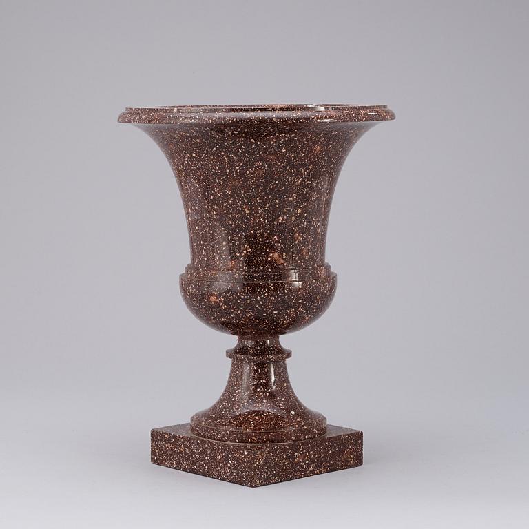 A Swedish Empire 19th century porphyry urn.