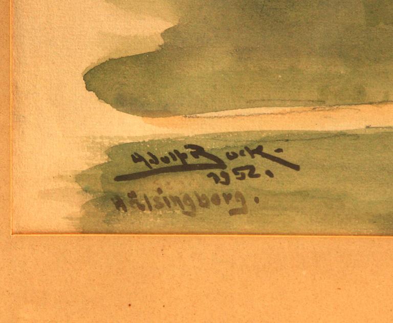 ADOLF BOCK, akvarell, sign och dat Hälsingborg 1952.