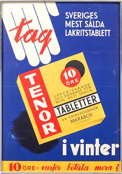 A mid 20th century advertising poster for Tenor.