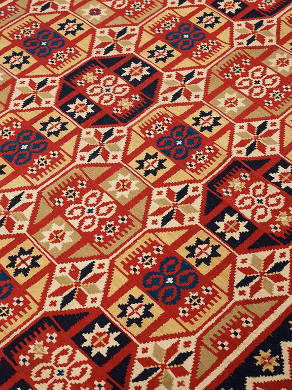 A BED COVER, double-interlocked tapestry (flat weave), ca 217 x 130,5 cm, Scania around 1830,