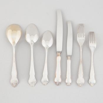 A 55-piece silver flat wear set, "Chippendale", MGAB, Uppsala, Sweden, 1936-58.