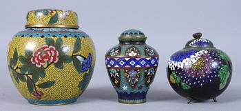 PARTI CLOISONNÉ, 6 delar, orientaliskt, 1900-talets första kvartal.