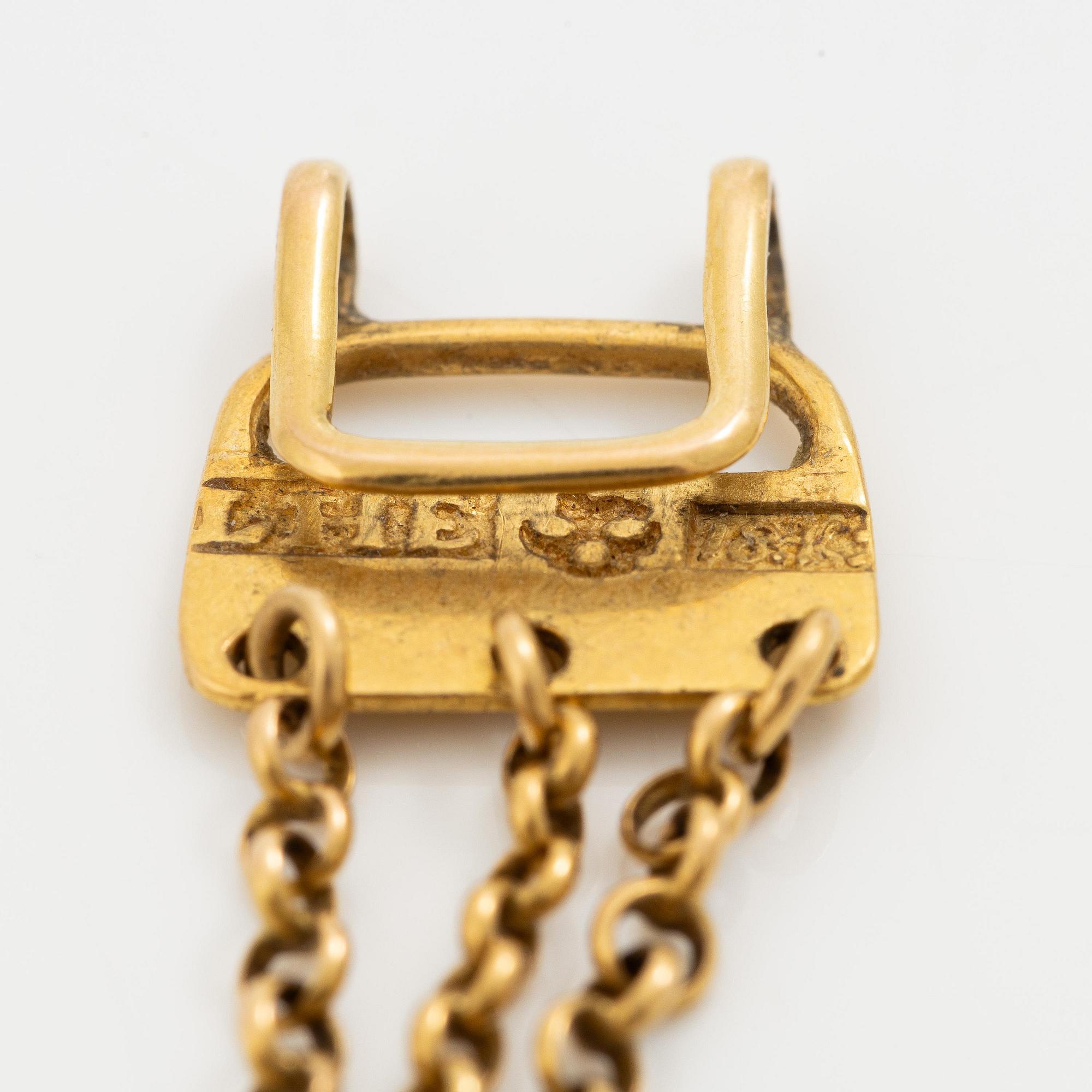 Collier 18K guld med emaljdekor, 1800-tal.