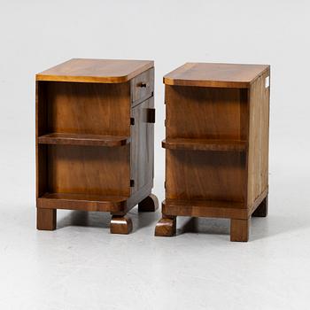 Bedside tables, a pair, in the Art Deco style, mid-20th century.