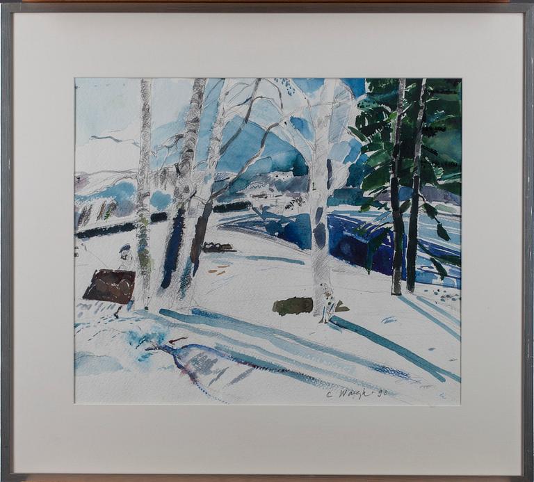 CARL WARGH, akvarell med blyerts. Signerad och daterad -90.