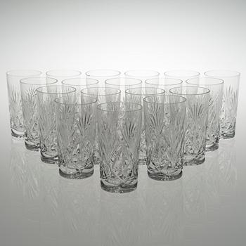 LASEJA, 18 KPL. Kristallia, malli Yrjö, Riihimäen lasi.