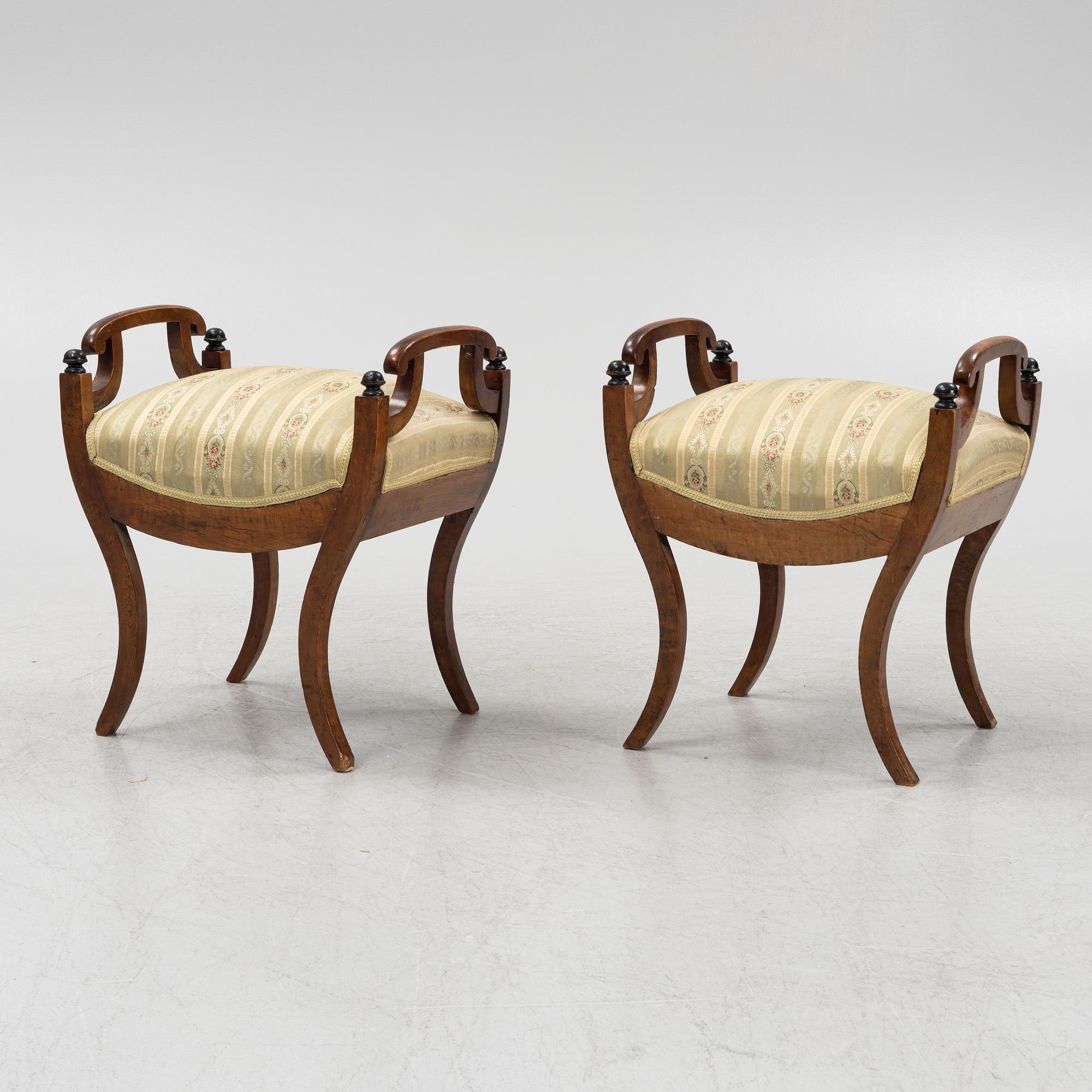 A pair of Karl-Johan stool, Sweden, first half of the 19th century.