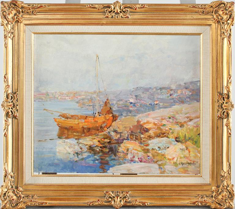 HUGO ÖFVERSTRÖM, olja på pannå, signerad.
