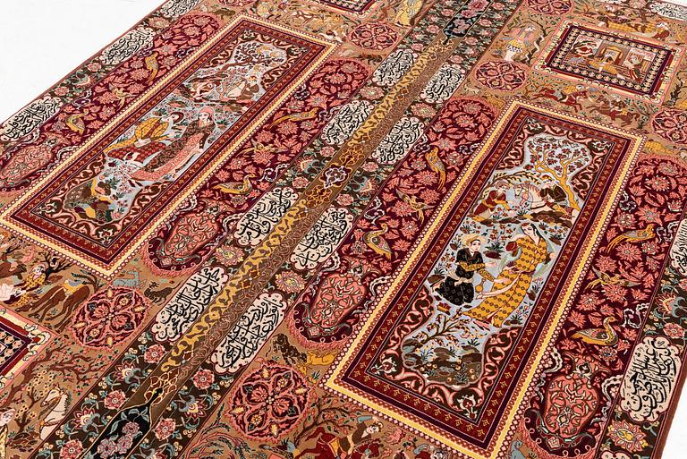 Matta, Isfahan, centrala Persien, part silk, signerad, ca 270 x 185 cm.