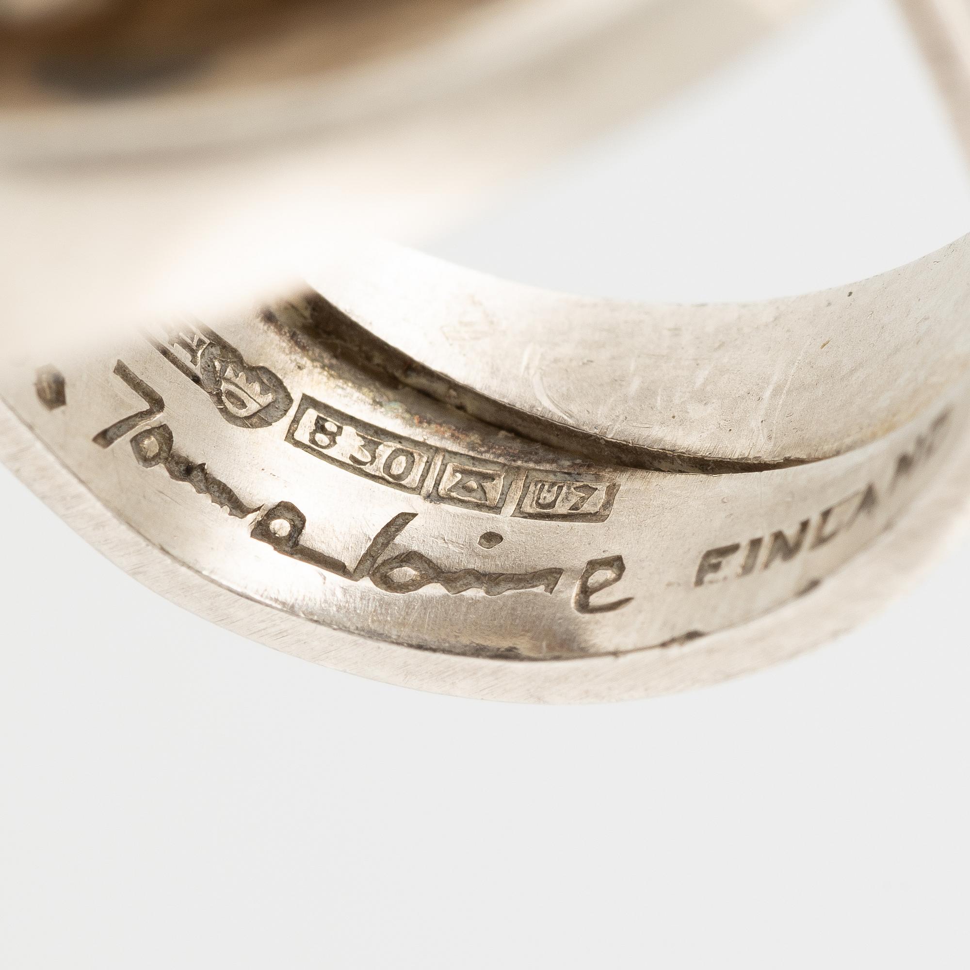 Jorma Laine, ring, silver and spectrolite, Turun Hopea, Turku, Finland 1973.