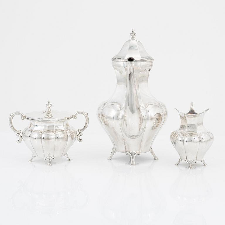 Sixten Allvin & Co, kaffeservis, 3 delar, silver, Vetlanda 1964-65.