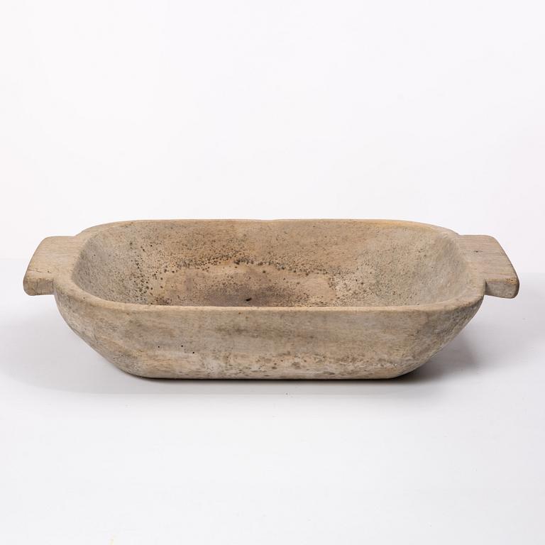 Skålar, 7 st, samt ett tråg, allmoge, 1800-tal.