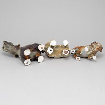 GUNNAR NYLUND, three stoneware figurines from Rörstrand.