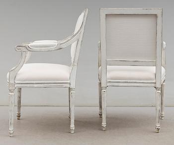 KARMSTOLAR, 1 par, gustaviansk stil, 1900-talets andra hälft.