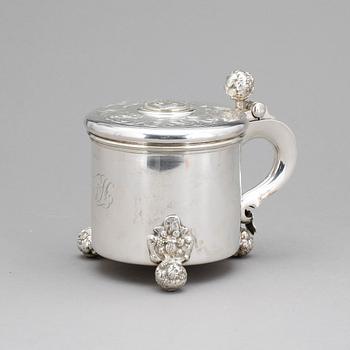 DRYCKESKANNA, silver, barockstil, K Andersson, Stockholm 1949. Vikt 1048 g.