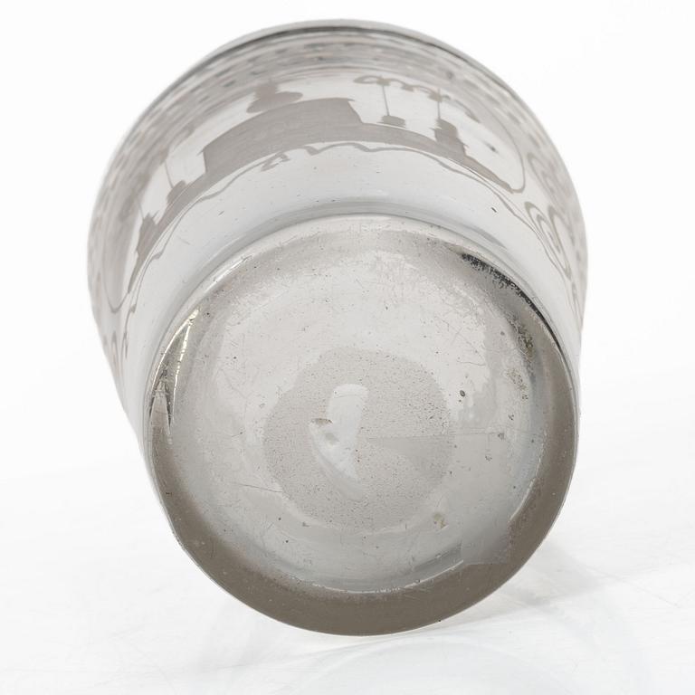 Goblet glass and trophy. Germany, 18th century.