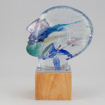 Bertil Vallien, a cast glass sculpture of a head, Kosta Boda, Sweden, ed. 6/20.