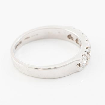 Ring 18K white gold half eternity band set with brilliant-cut diamonds.
