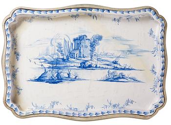 A Swedish 18th century, presumably Marieberg, faience tray.