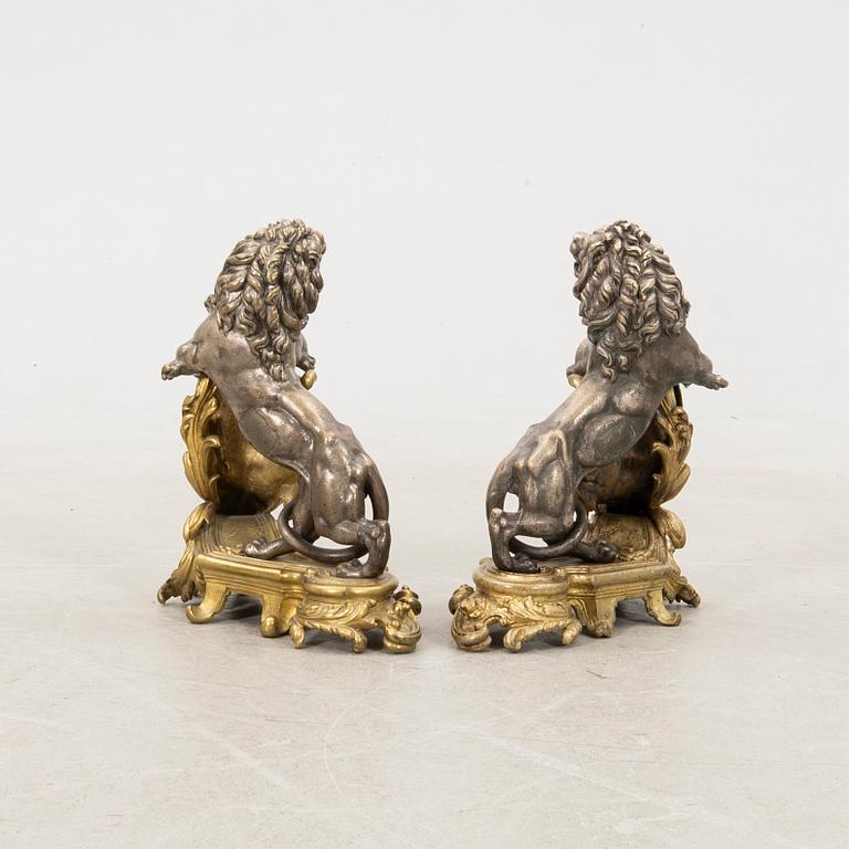 Fire dogs, a pair, Baroque style, 20th century.