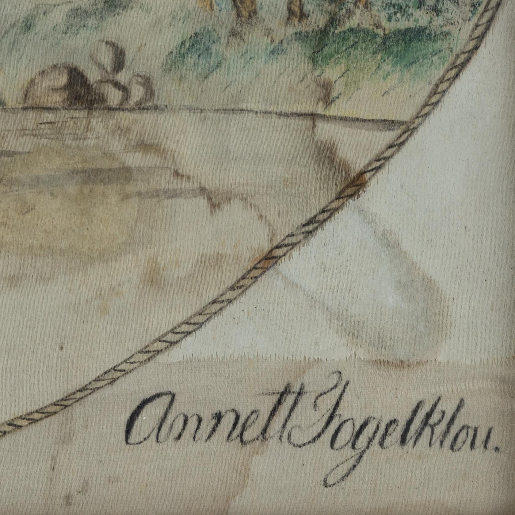 A painting on silk,  signed Annett Fogelklou and dated Christianstad 5/3 1822.