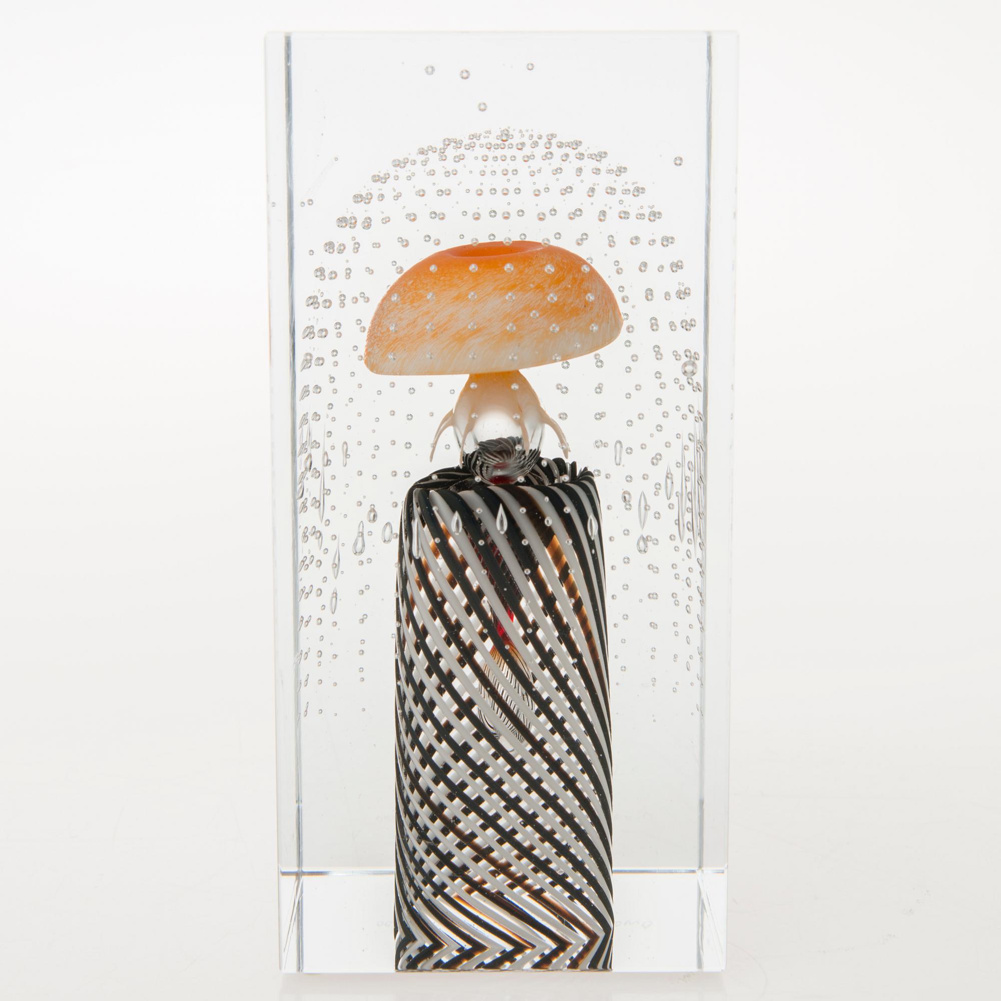 OIVA TOIKKA, JUBILEE CUBE, 'Sateen jälkeen' signed Oiva Toikka Nuutajärvi 2006 numbered 41/100.