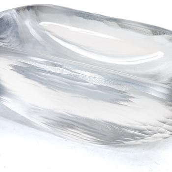 Vicke Lindstrand, Bowls, 4 pcs, glass, “Platina”, Orrefors.