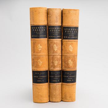 Books, 3 vol, "Svenska Fåglar", M,W & F von Wright. 1924 and 1929 Stockholm.