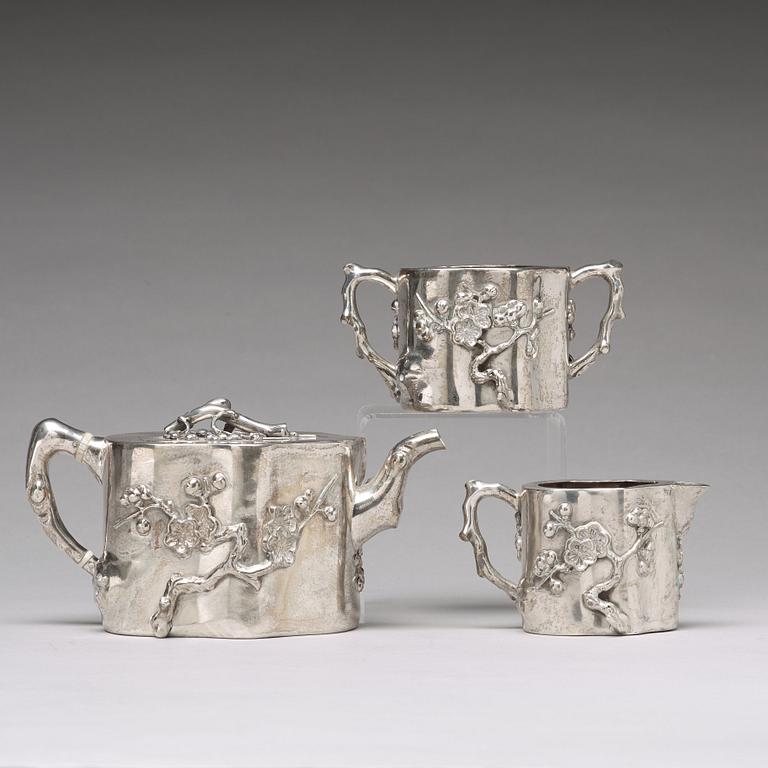 A Chinese silver tea set, Wang Hing & Co, early 20th Century.