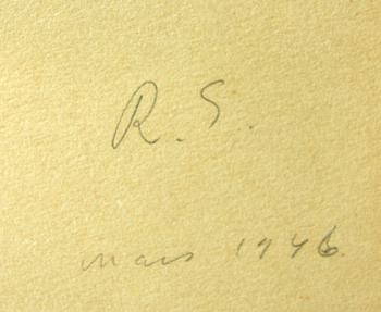 RAGNAR SANDBERG, blyertsteckning, sign R.S o dat 1946.