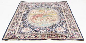 Matta, figural, semiantik Kirman, ca 240 x 154 cm.