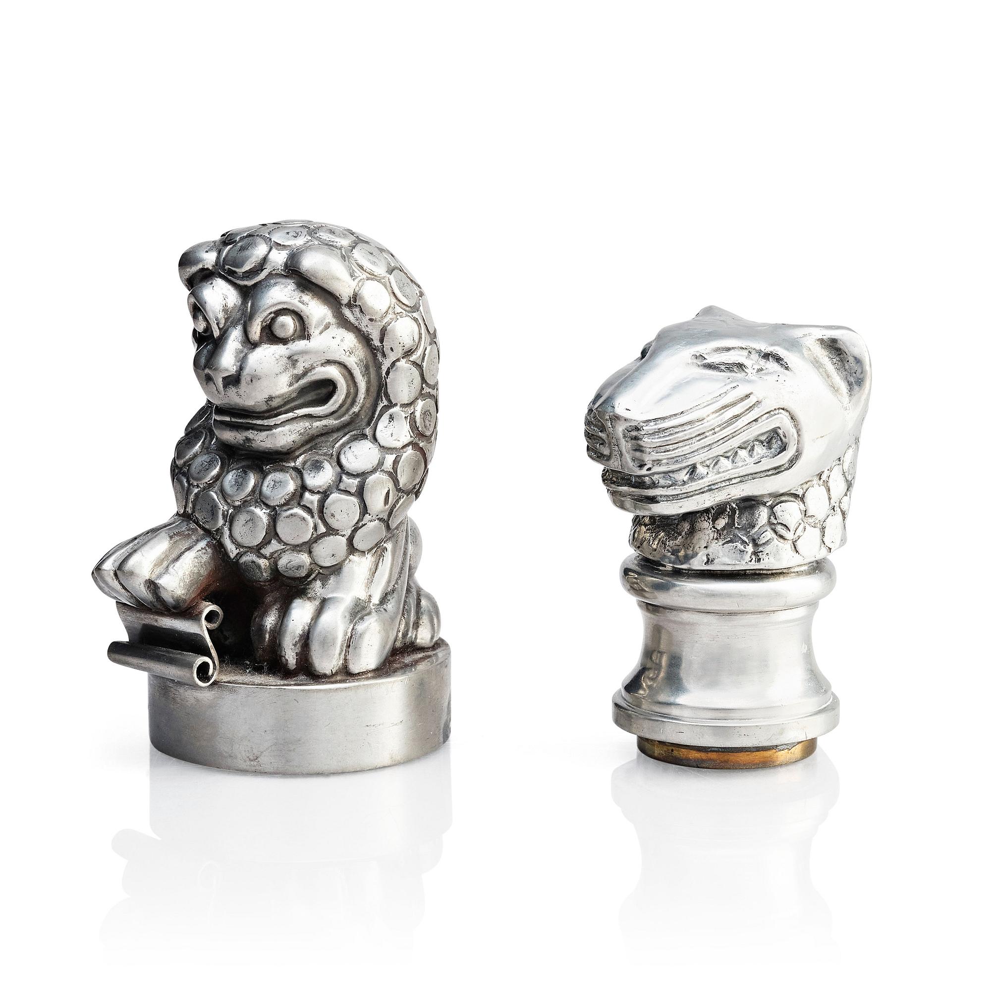 Anna Petrus, two pewter seals, Svenskt Tenn, Stockholm, one stamped 1956.