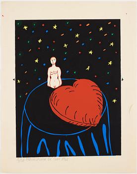 Marie-Louise Ekman, sketch and serigraph 1968.