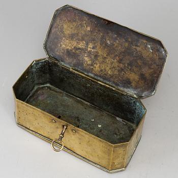 An 18th century brass box.