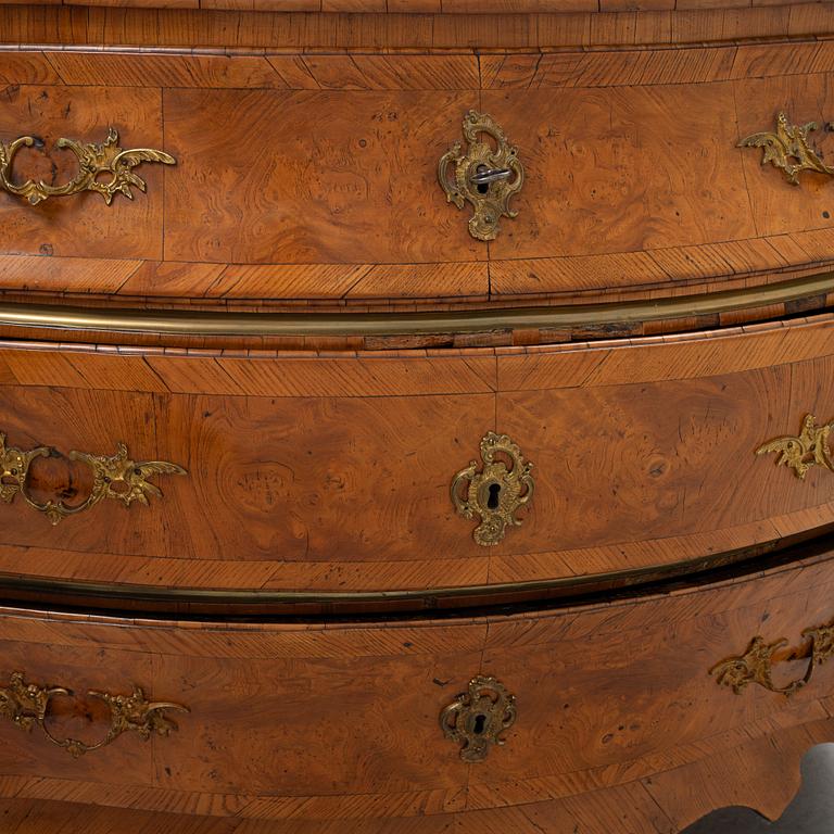 A Swedish rococo chest of drawers, mid 18th Century.