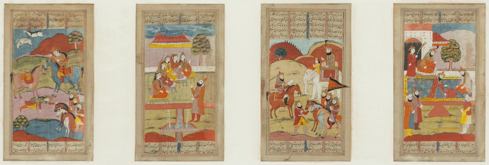 Figurscener, 4 st Mogul-stil, Iran Qajardynastin.
