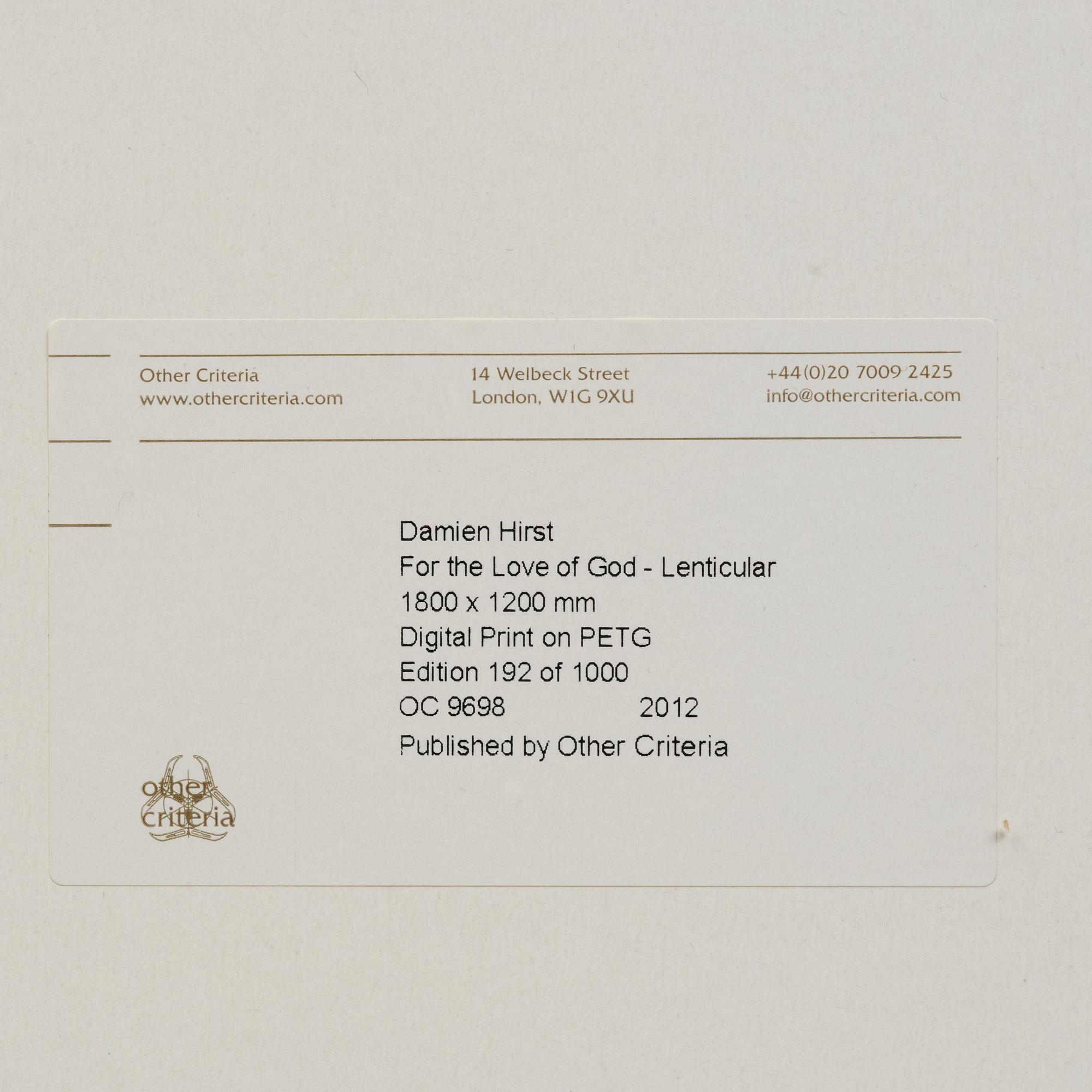 Damien Hirst, For the love of God (Lenticular).