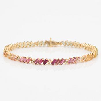 Bracelet, 18K gold with multi-coloured tourmalines and brilliant-cut diamonds.