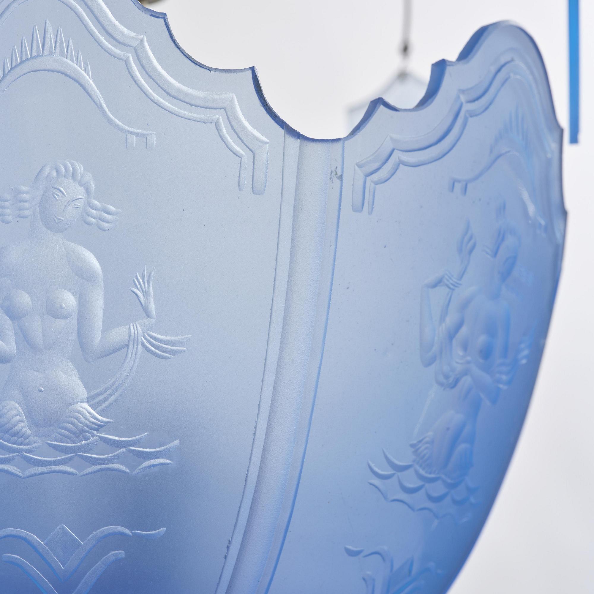 Edward Hald, a Swedish Grace ceiling lamp, Orrefors, 1920s.