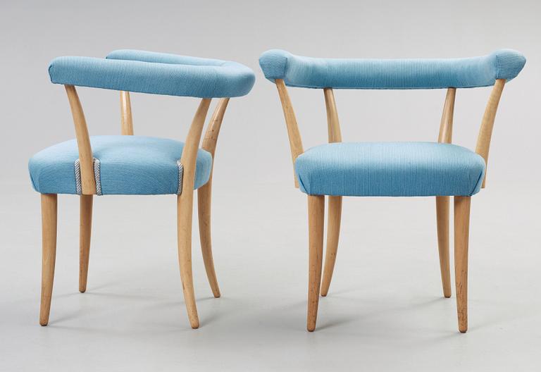 A pair of Josef Frank mahogany chairs, Svenskt Tenn, model 966.