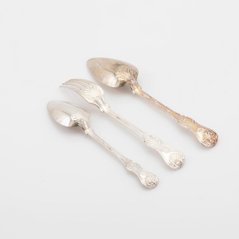 Silver cutlery, 34 pieces, Carl August Löndberg, mid-19th century.