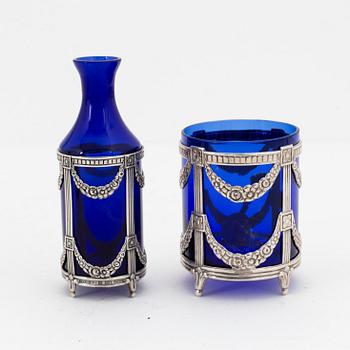 An 8-piece glass and silver late Gustavian style condiment set, including MEMA, Linköping, 1967.