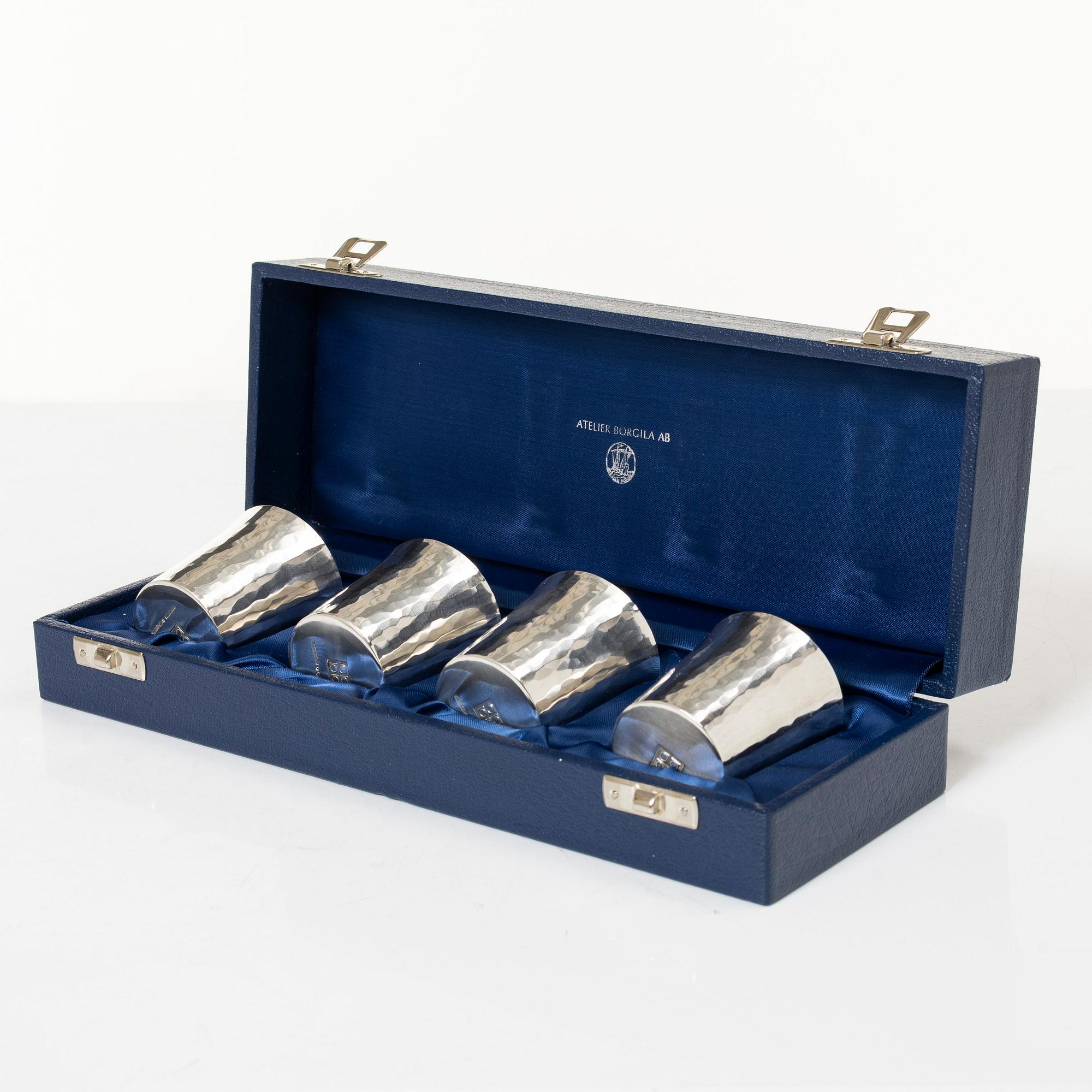 Atelier Borgila, soup cups, 4 pcs, sterling silver, Stockholm, 1988.